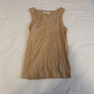 Zenana Outfitters Tan Ribbed Tank Top